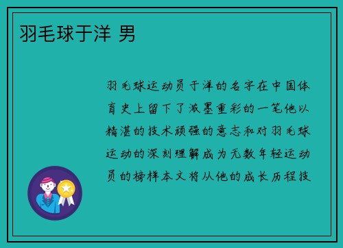 羽毛球于洋 男